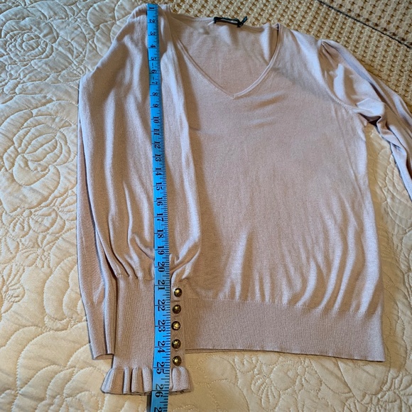 NWHT 🌸 Lauren Ralph Lauren Ruffled Cuffs Sweater Colton/Modal Dusty Ro… - Picture 7 of 8